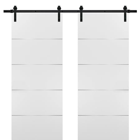 Sartodoors Double White 36x80 Black Hardware Planum 0020 Rails 13' Hangers Steel Set Closet Modern Core PLANUM20DB-BEM-36